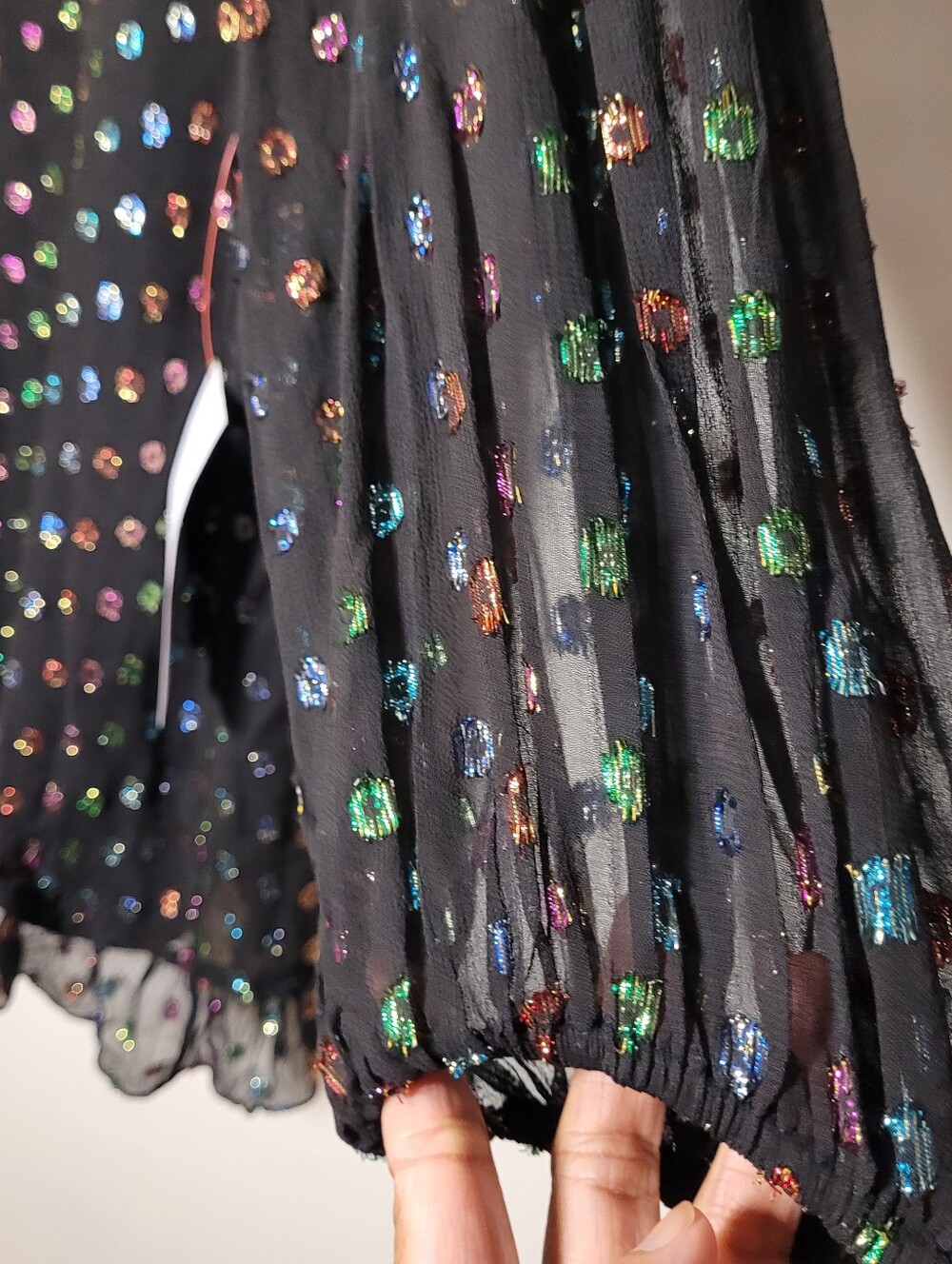 Never Fully Dressed Multi Sparkle Mini Azelia Dress XXL Long Sleeve Ruffle Hem - Picture 4 of 6
